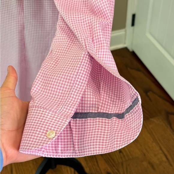 Men’s CHARLES TYRWHITT Non Iron Pink check extra slim fit button down- 17.5/36in - Picture 6 of 8
